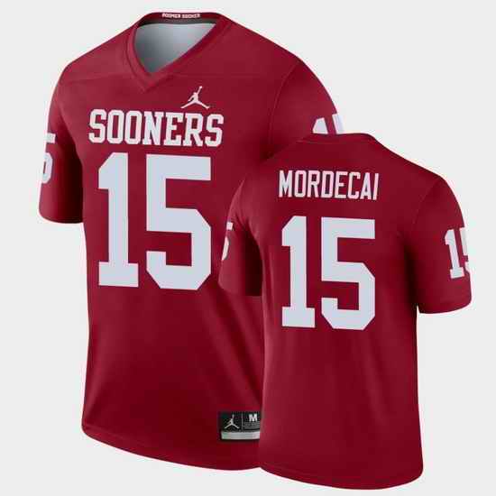 Men Oklahoma Sooners Tanner Mordecai Legend Crimson Football Jersey
